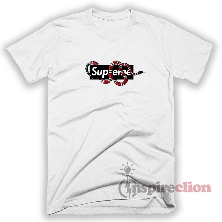 Supreme X Gucci Snake Unisex T-shirt Cheap Custom - 0