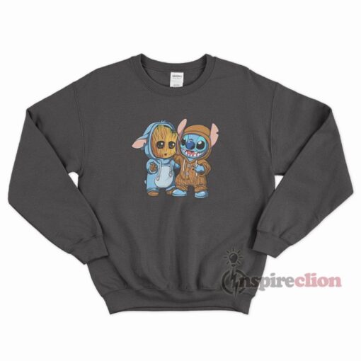 Baby Groot And Stitch Funny Sweatshirt Unisex