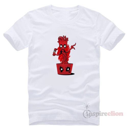 Baby Groot Fake Deadpool Praody T-shirt
