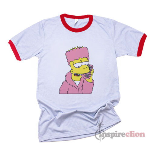 Bart Simpson Camron Dipset Killa Bart Pink Meme Hip Hop T-Shirt