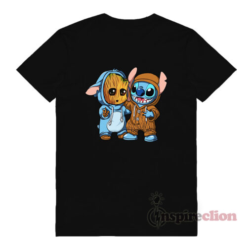 Disney Stitch And Baby Groot T-shirt