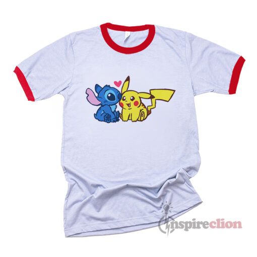 Disney Stitch And Pokémon Pikachu Ringer T-Shirt