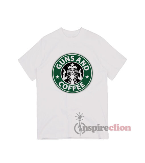 Starbucks Gun And Coffe Parody Logo T-shirt