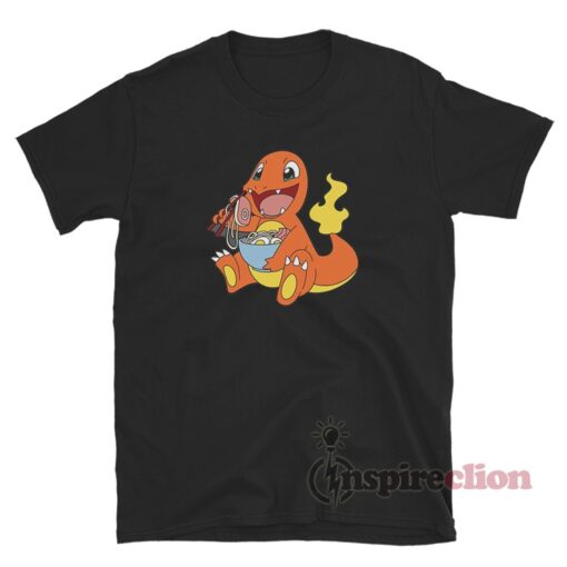 Charmander Eating Ramen Pokemon Custom T-Shirt
