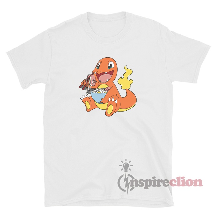 Charmander Eating Ramen Pokemon Custom T-Shirt - Inspireclion.com