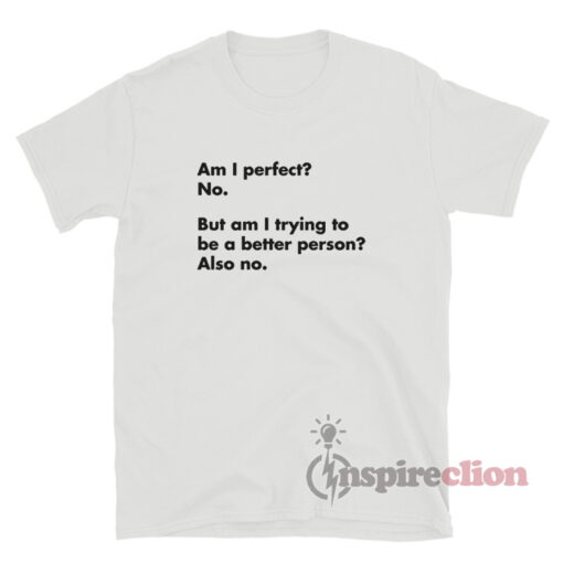 Am I Perfect No But Am I Trying To Be A Better Person Also No T-Shirt