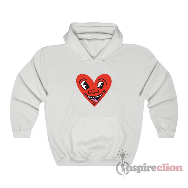 Keith Haring Heart Face Hoodie For Unisex