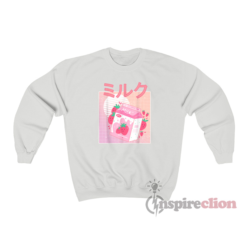 Japanese Kawaii Strawberry Milk Shake Sweatshirt Unisex Cheap Custom
