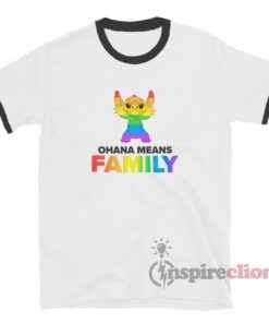 Disney Stitch Rainbow Ohana Means Family Ringer T-Shirt