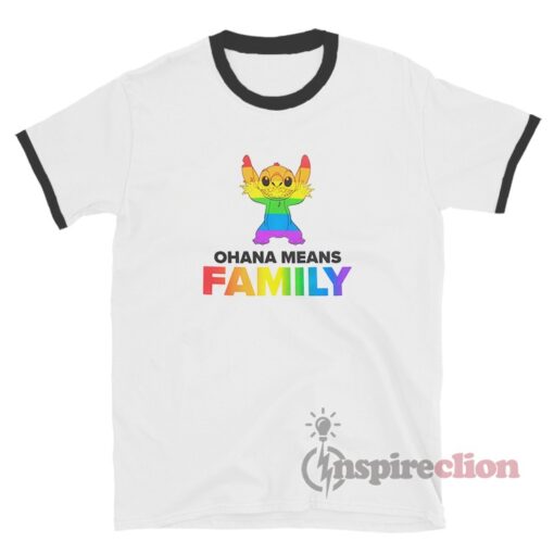 Disney Stitch Rainbow Ohana Means Family Ringer T-Shirt