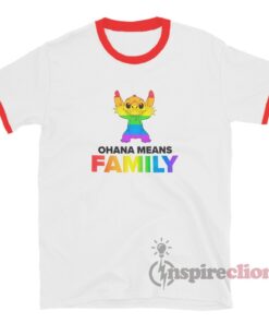 Disney Stitch Rainbow Ohana Means Family Ringer T-Shirt