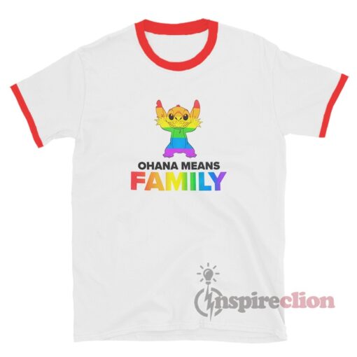 Disney Stitch Rainbow Ohana Means Family Ringer T-Shirt