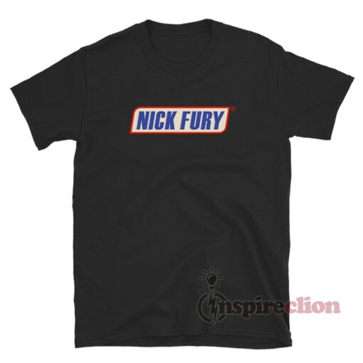 Samuel L Jackson Nick Fury Snikers Logo Parody T-Shirt