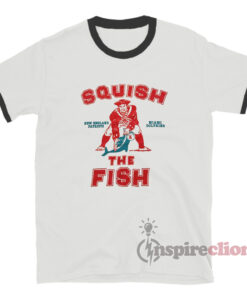 Vintage Patriots And Dolphins Squish The Fish Ringer T-Shirt