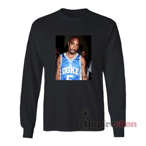 Tupac Shakur 2pac Wearing Duke Jersey Long Sleeves T-Shirt