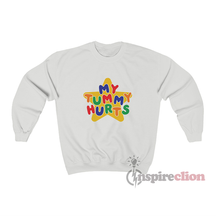 TSIIUO Women's 'My Tummy Hurts' Funny Graphic Sweatshirt - Retro Groovy Pullover Long Sleeve Top