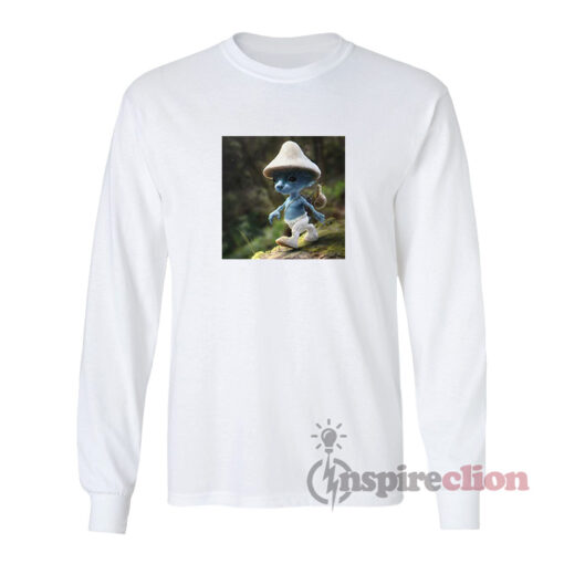 Mushroom Smurf Cat Blue Meme Long Sleeves T-Shirt