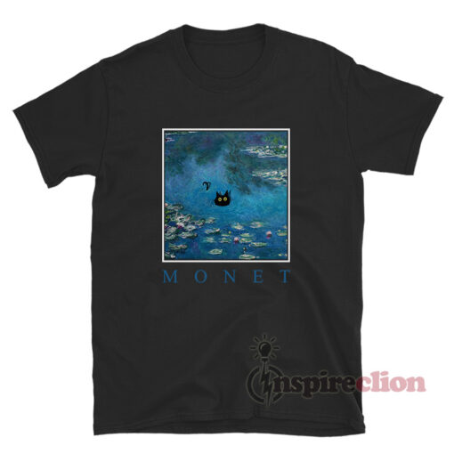 Monet Waterlily Black Cat Funny T-Shirt