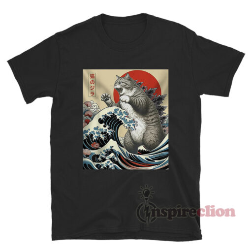 Catzilla The Great Wave Off Kanagawa T-Shirt