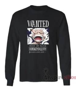Wanted Dead Or Alive Luffy Poster Long Sleeves T-Shirt